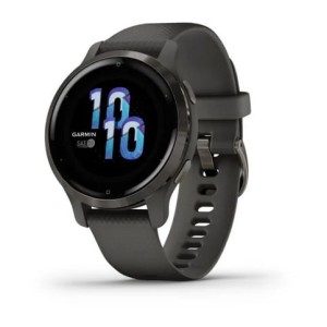 GARMIN Venu 2S / Popielata ramka ze stali nierdzewnej z grafitową kopertą i silikonowym paskiem [﻿010-02429-10]