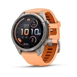 Garmin Fenix 9 PRO inReach 43 mm Tytanowy z silikonowym paskiem w kolorze Shell Pink / Autumn Orange [010-04335-01]