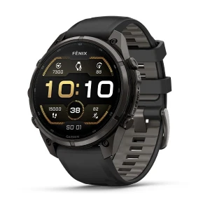 Garmin Fenix 9 PRO 47 mm Tytanowy w kolorze Carbon Gray z powłoką DLC z silikonowym paskiem w kolorze Black / Pebble Gray [010-04336-16]