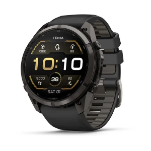 Garmin Fenix 9 PRO 51 mm Tytanowy w kolorze Carbon Gray z powłoką DLC z silikonowym paskiem w kolorze Black / Pebble Gray [010-04337-16]