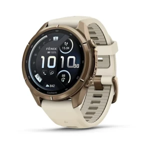Garmin Fenix 9 PRO inReach 43 mm Tytanowy w kolorze Autumn Gold z silikonowym paskiem w kolorze Cream / French Gray [010-04335-21]