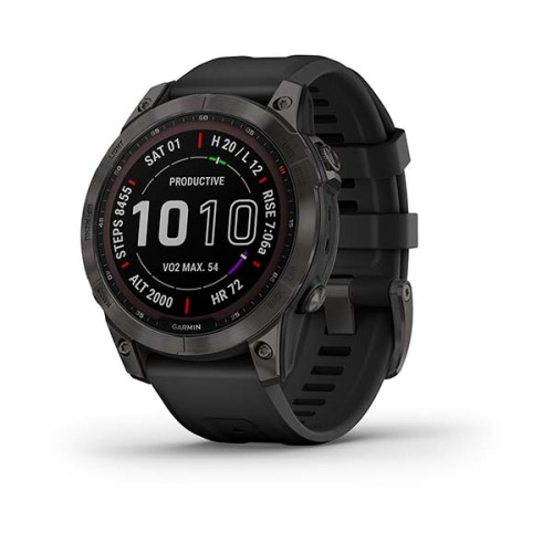 010-02540-21 Garmin Fenix 7 Sapphire Solar / Tytanowo-szary z powłoką węglową (DLC) i z czarnym paskiem