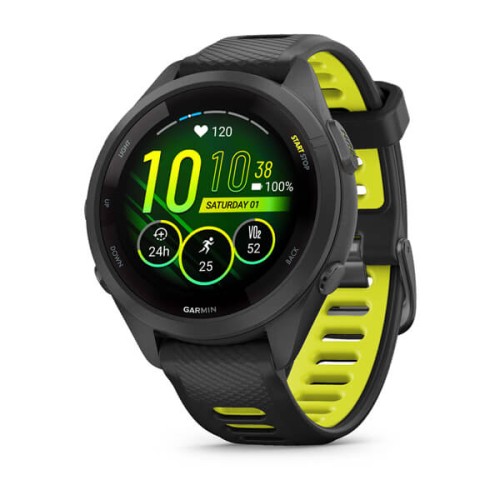 Garmin Forerunner 265s Czarny / jaskrawożółty silikonowy pasek [010-02810-13]