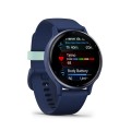 Garmin vívoactive 5  / Metaliczny aluminiowy bezel w kolorze Navy z kopertą w kolorze Navy i silikonowym paskiem [﻿010-02862-12]