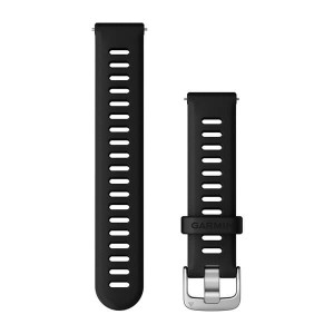Garmin Pasek Quick Release 18 mm - Vivoactive 4s / Vivomove 3S / Venu 2S, 3S / Forerunner 255s, 265s - czarny ze srebrnym zapięciem [010-11251-3E]