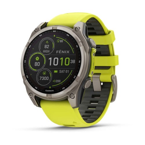 Garmin Fenix 8 47 mm MIP Solar Sapphire | Tytanowy z paskiem silikonowym w kolorze Amp yellow / Graphite [010-02906-21]