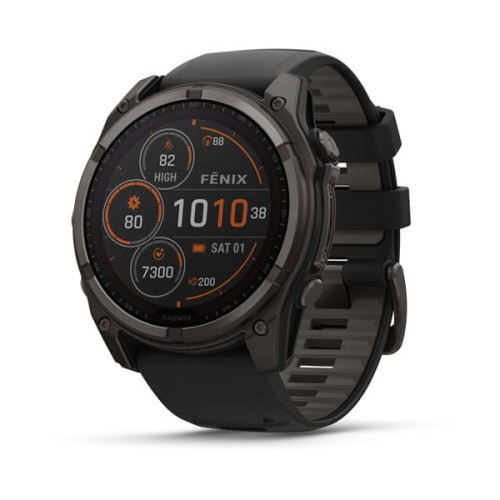 Garmin Fenix 8 51 mm MIP Solar Sapphire Carbon grey DLC titanium z paskiem silikonowym w kolorze czarnym / Pebble grey [010-02907-11]