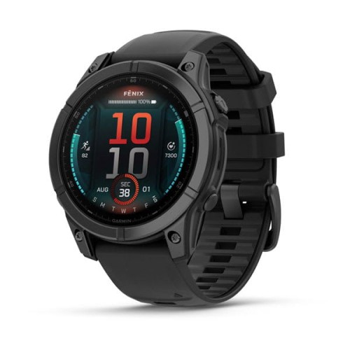 Garmin Fenix E / Stal Slate grey z Czarny silikonowy pasek [﻿010-03025-01]